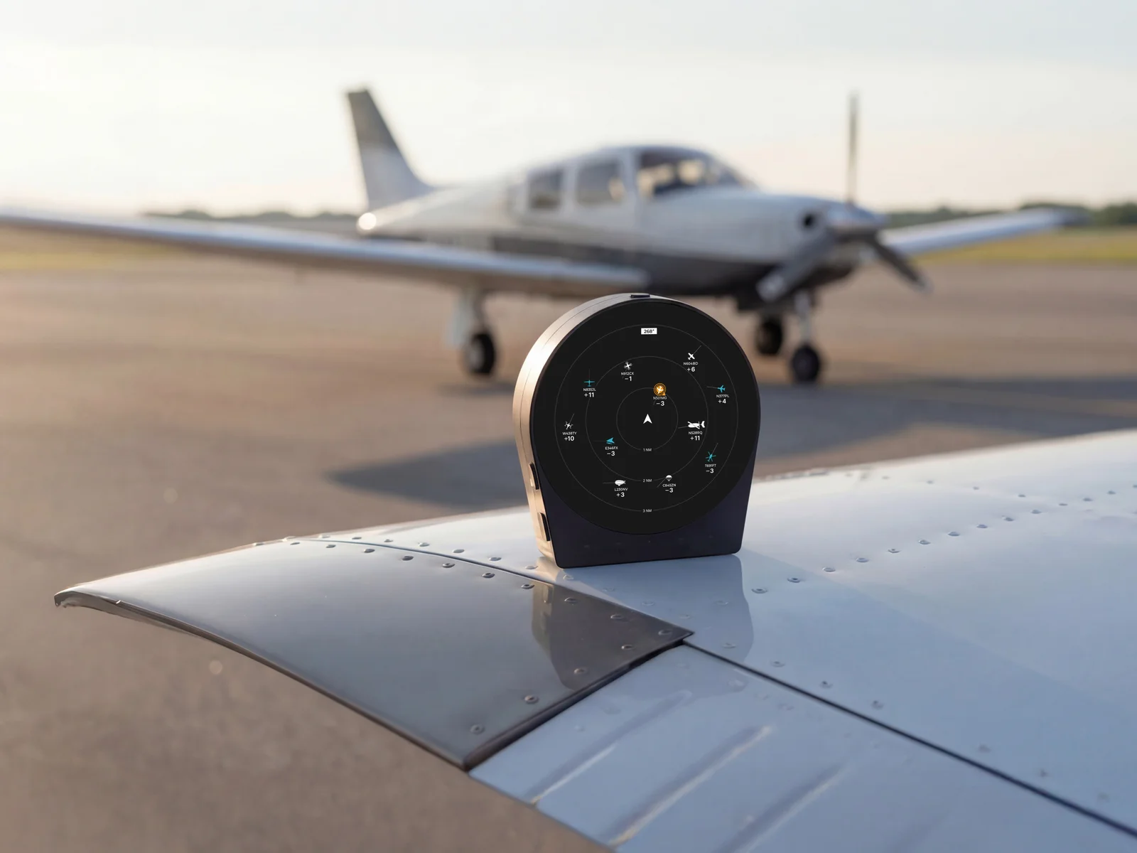 SkyRecon device mounted in a general aviation cockpit, in flight